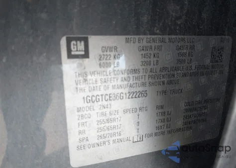 2016 Chevrolet Colorado Lt из США, поврежденный, VIN 1GCGTCE36G1222265